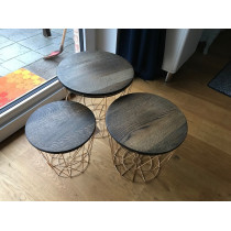 Eiche, runde Tischplatte, verleimt, Maße auf Anfrage, Stärke 3 cm mit Fase, schwarz geölt, Ø41cm